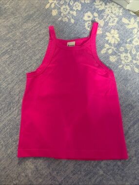 No Boundaries Hot Pink Ribbed High-Neck Tank